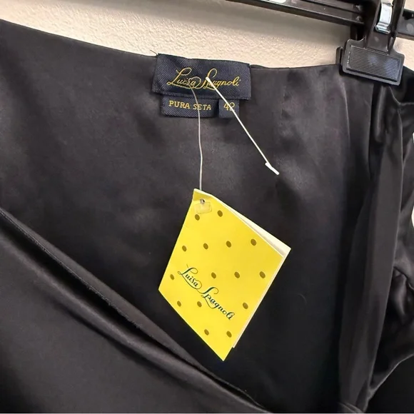 Vintage Luisa Spagnoli 100% Silk Asymmetrical Draped Skirt Rhinestone Heart 42 - Picture 7 of 12